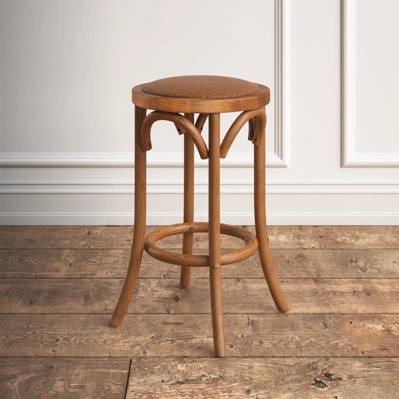 Dovecove Rae Round Rattan Seat Counter Stool with Solid Wood Frame