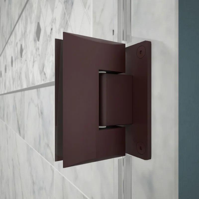 Unidoor Frameless Hinged Shower Door with Glass Shelves