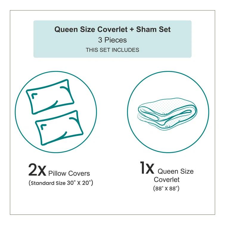 Ambesonne Ambesonne Tiger Bedspread Set Albino Bengal Cat on Rock Fern Green White