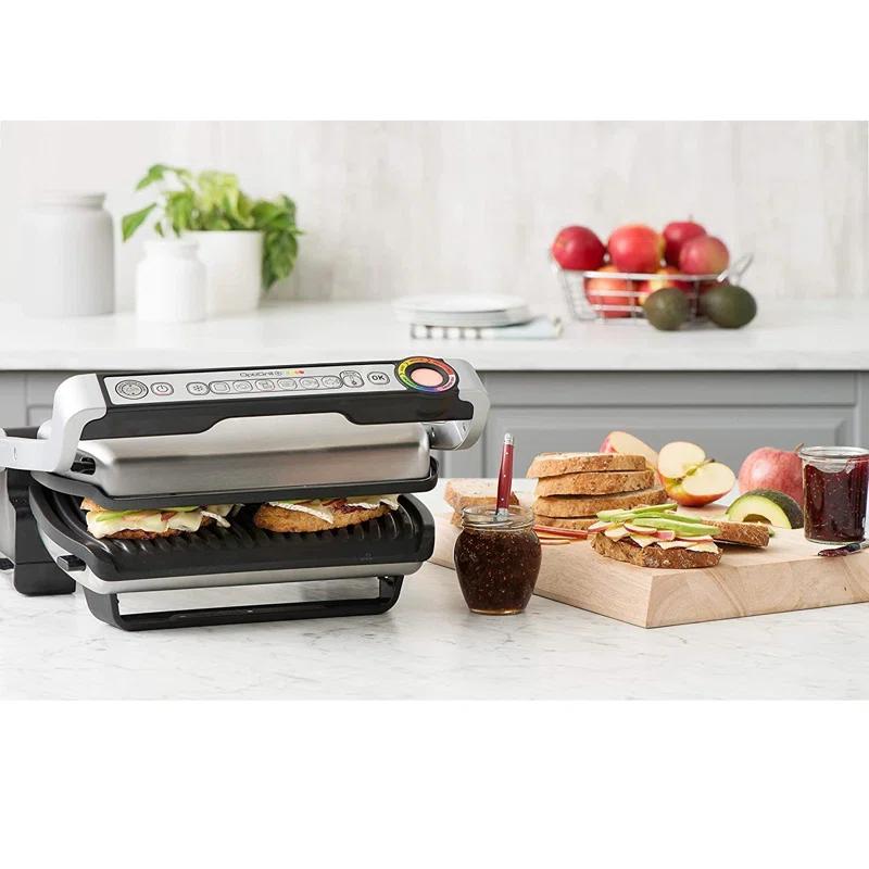 T-fal T-Fal Gc712D54 Stainless Steel Optigrill Plus Grill With Automatic Sensor Cooking Electric Grill- Blemished Packaging With 1 Year Manufacturer Warranty (Refurbished)