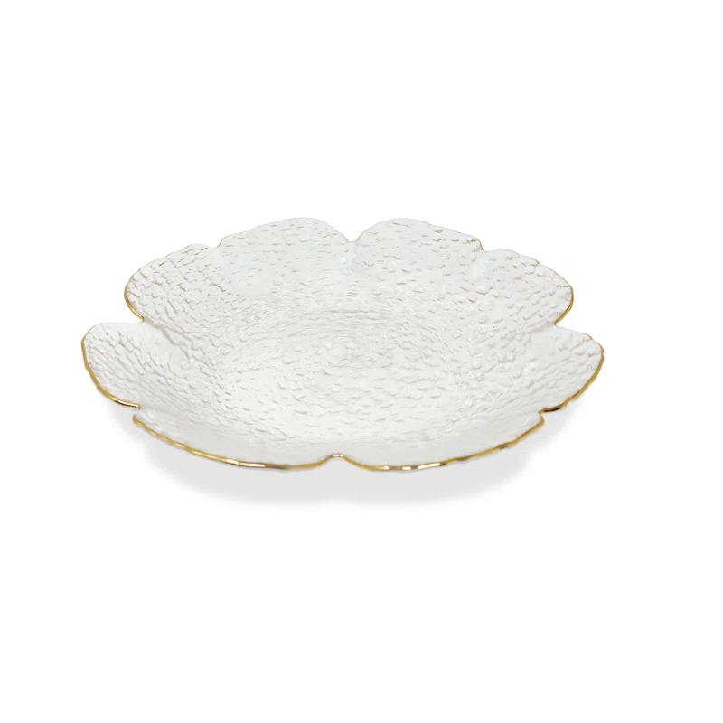 Rosdorf Park Damion Flower Shaped Plate With Gold Rim-9.5"D (Set of 4)