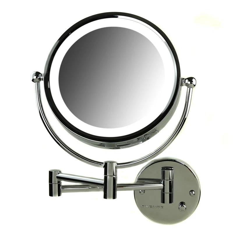 Ovente Wall Mounted Vanity Makeup Mirror 8.5 Inch with 7X Magnification and Natural LED Lights, Double-Sided with Hardwired Electrical Connection
