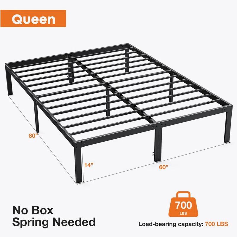Ebern Designs Heavy Duty Metal Bed Frame with Sturdy Steel Slat Support