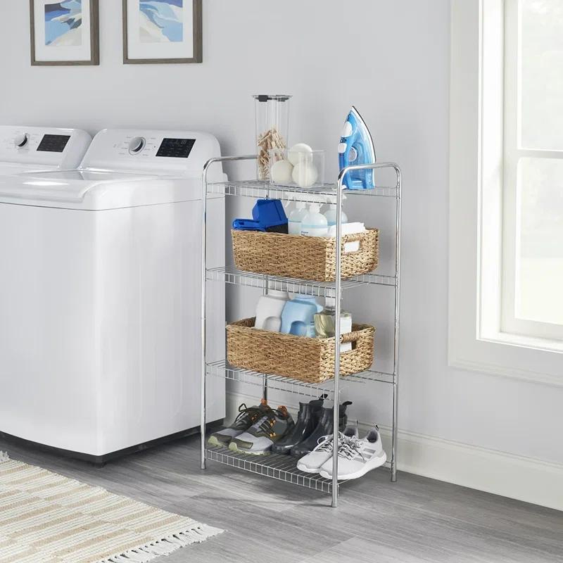 Rubbermaid Rubbermaid Freestanding 4-Tier Multipurpose Wire Shelving Unit, Satin Nickel