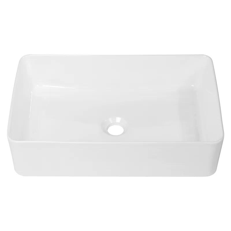 LEPUDAY LPD21VS14MP LEPUDAY 5.5'' White Ceramic Rectangular Bathroom Sink