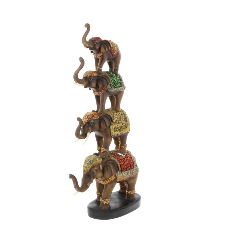 World Menagerie Pisarnik Polystone Elephant Decorative Brown Sculpture