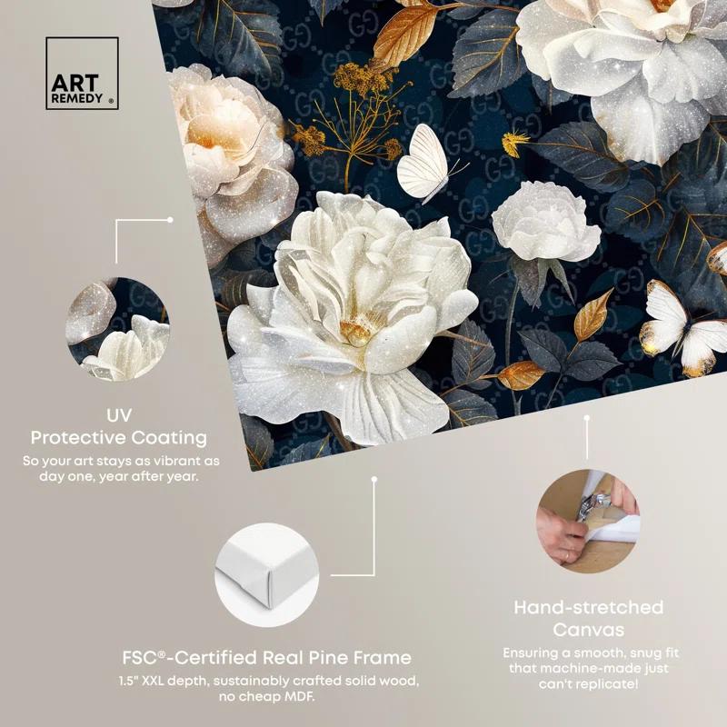 Art Remedy Navy Elegance Floral Realistic Wall Art by Art Remedy