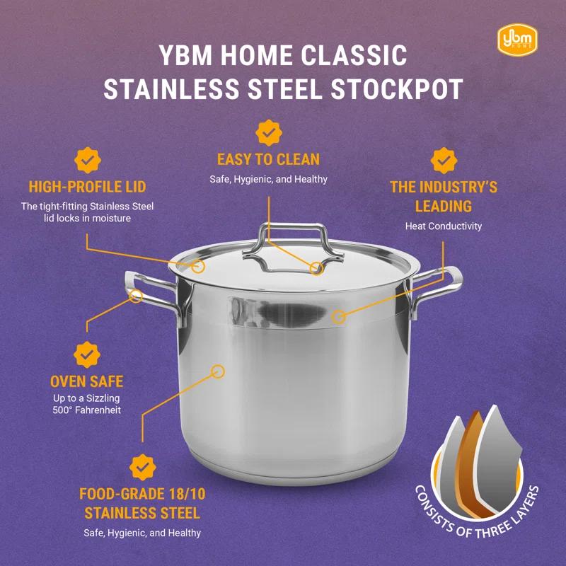 YBM Home YBM Home Hascevher 18/10 Stainless Steel Stock Pot with Lid