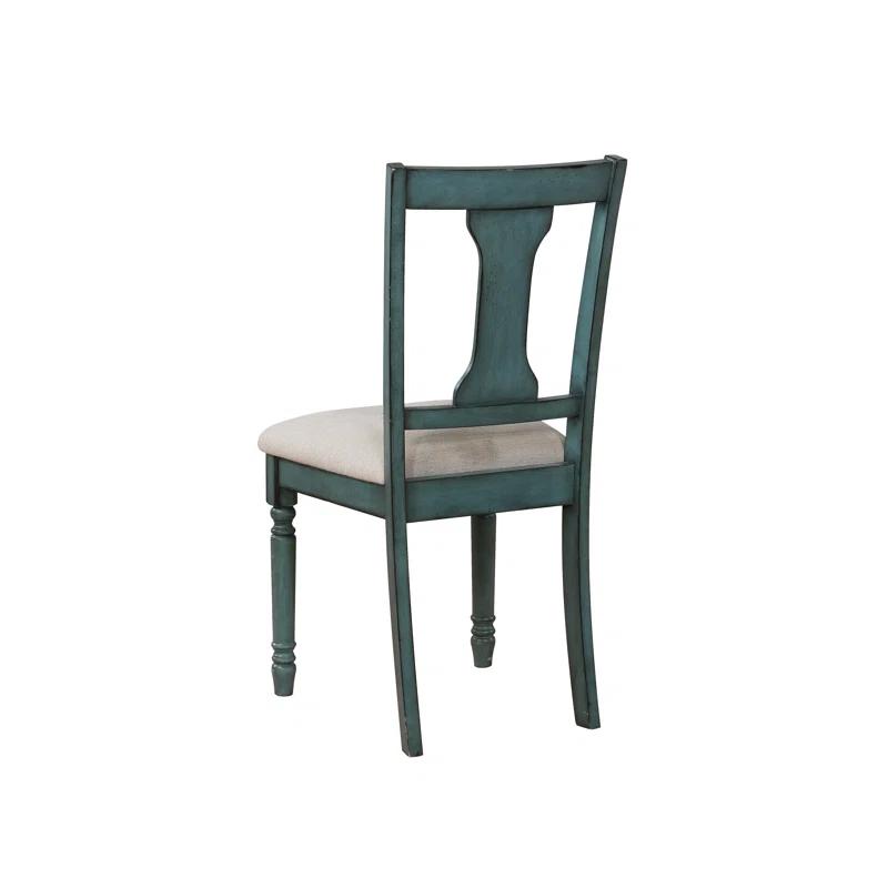 Willow Slat Back Turned Leg Upholstered Side Chair
