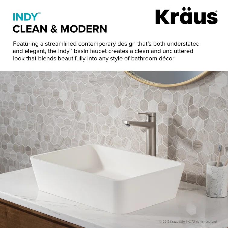 Kraus Indy Single Hole Bathroom Faucet (Set of 2) KVF-1400SFS-2PK
