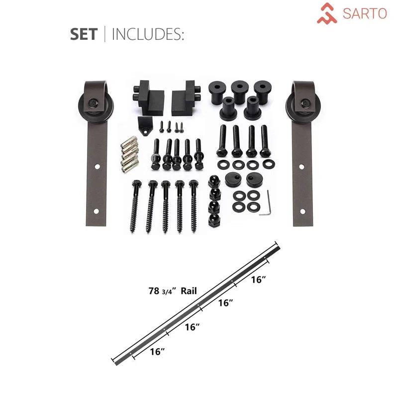 SARTODOORS Modern Barn Door | Ego 5006 | Rail Track Heavy Hardware Set | Solid Panel Interior Doors (Set of 2)