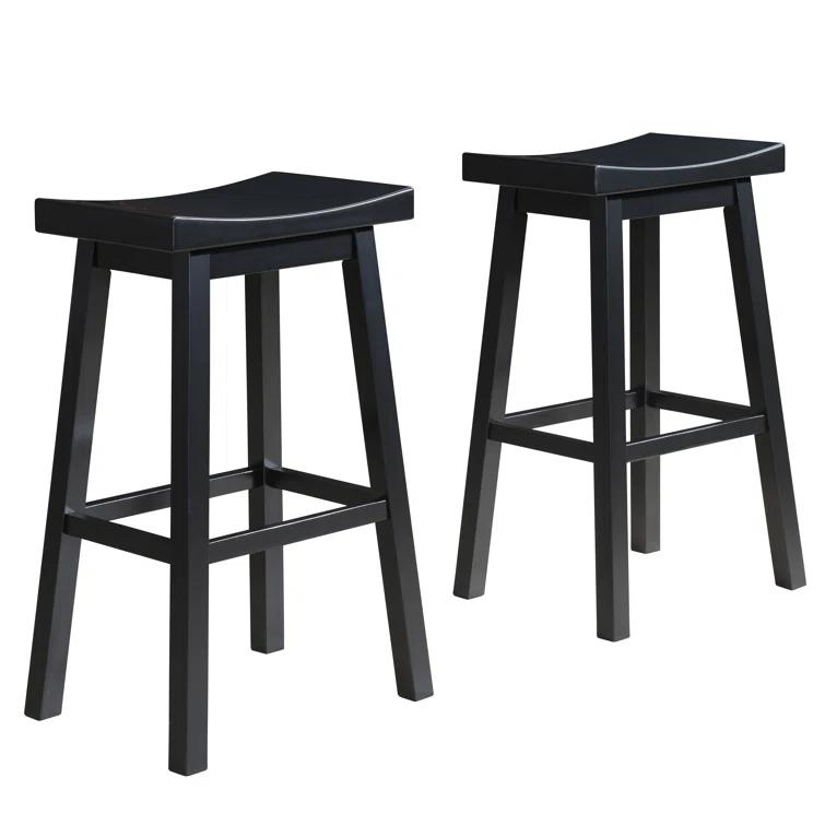 LuXeo LuXeo Lakewood Solid Wood Saddle Barstool (Set of 2)