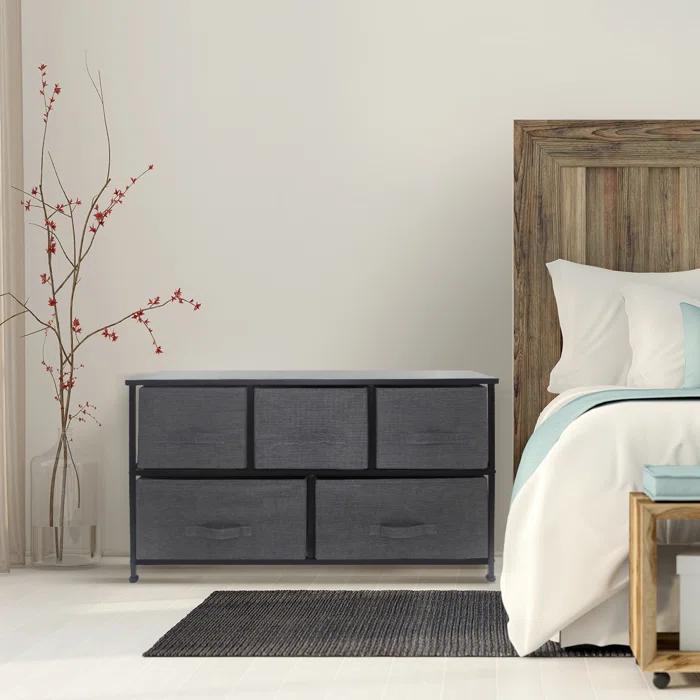 Sorbus Sorbus Dresser with 5 Drawers with Steel Frame, Wood Tops, and Fabric Bins