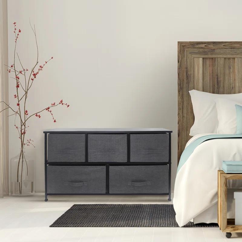 Sorbus Sorbus Dresser with 5 Drawers with Steel Frame, Wood Tops, and Fabric Bins