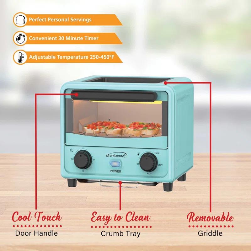 Winston Brands Mini Toaster Oven with Removable Non-Stick Griddle
