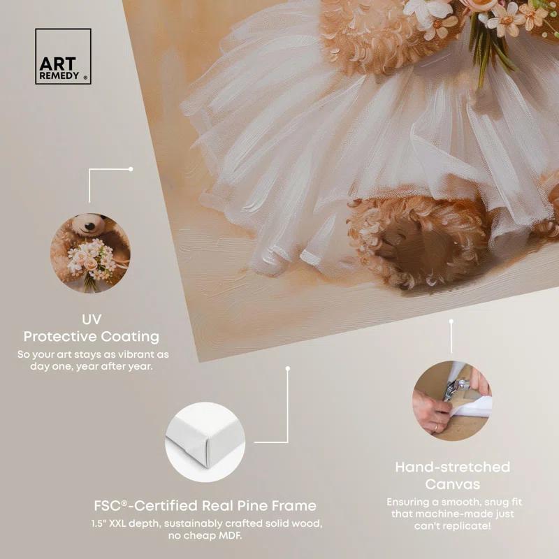 Art Remedy Teddy Princess Canvas Kids Art Prints by Art Remedy