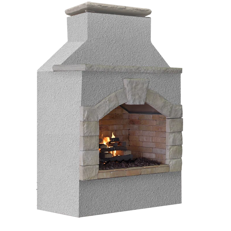 Cal Flame Square Stucco Propane Smokeless Outdoor Fireplace