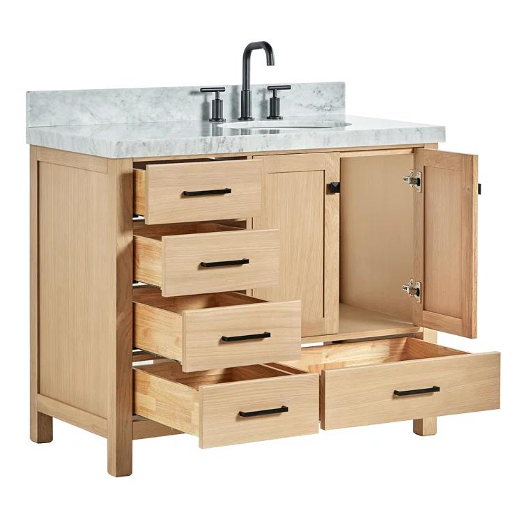Ariel Bath Cambridge Single Bathroom Vanity with Carrara Marble Top