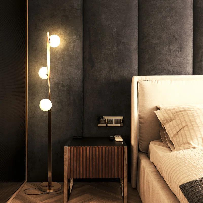 Brightech Nola 60 in. Industrial 3-Way Dimming LED Floor Lamp with 3 Glass Globe Shades