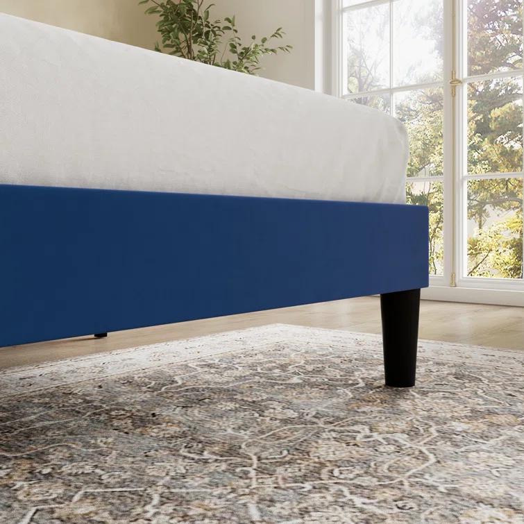 Willa Arlo™ Interiors Candler Velvet Upholstered Platform Bed with Wingback Headboard and Wooden Slats