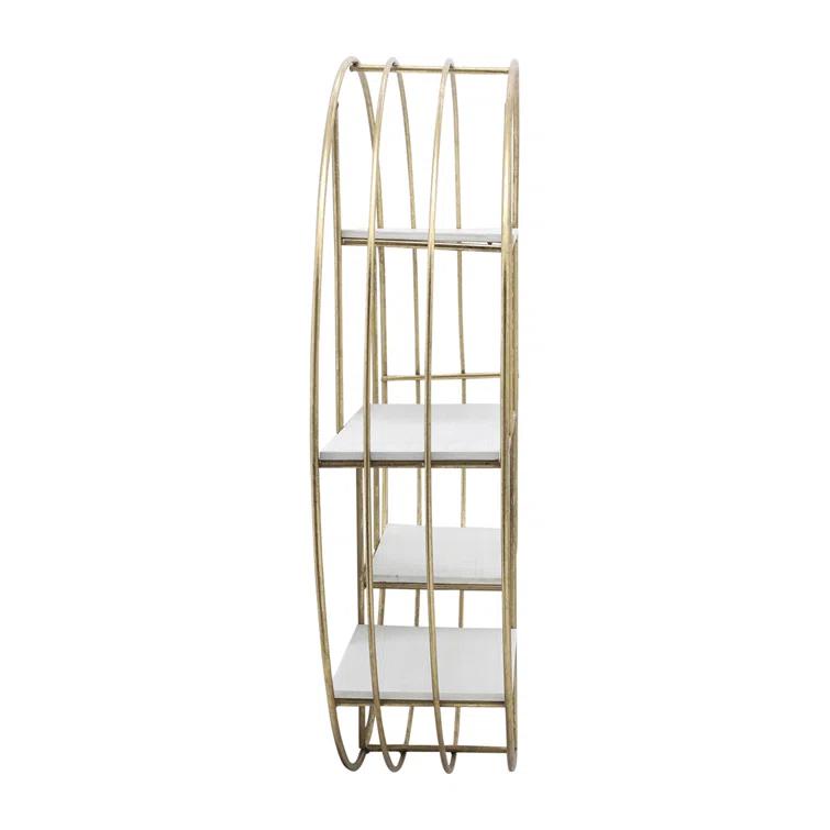 Sagebrook Home Kittle Modern Glam Iron and Wood Wall Storage Shelf