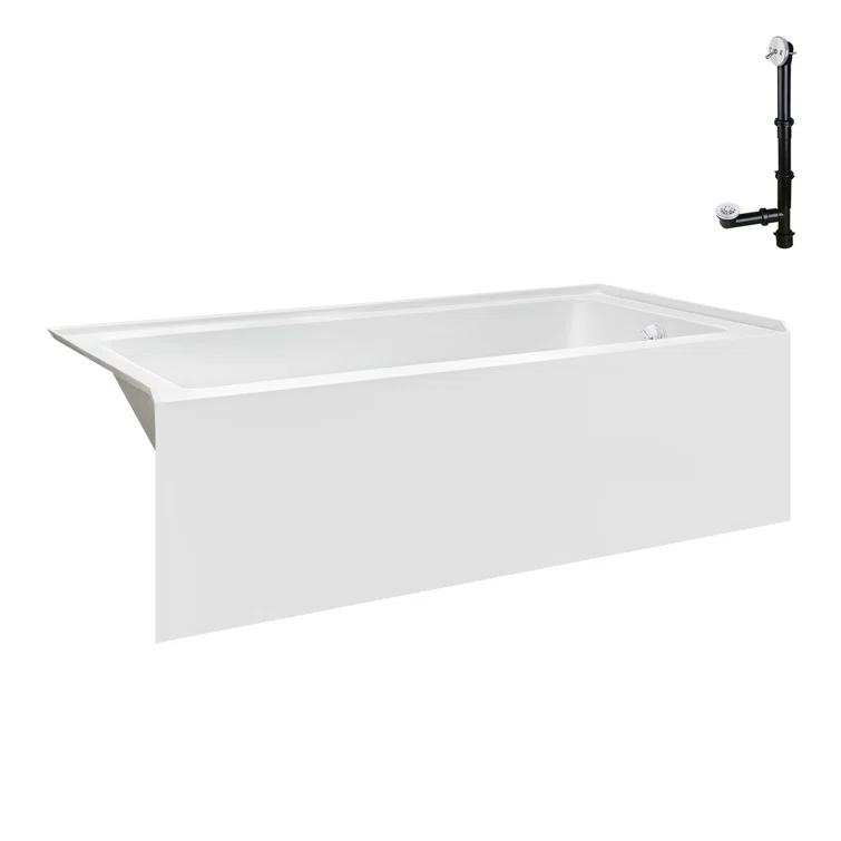 Streamline Bath Streamline 60 in. x 32 in. Acrylic Right-Hand Drain Alcove Bathtub in Glossy White With External Drain NAL-5580-WH
