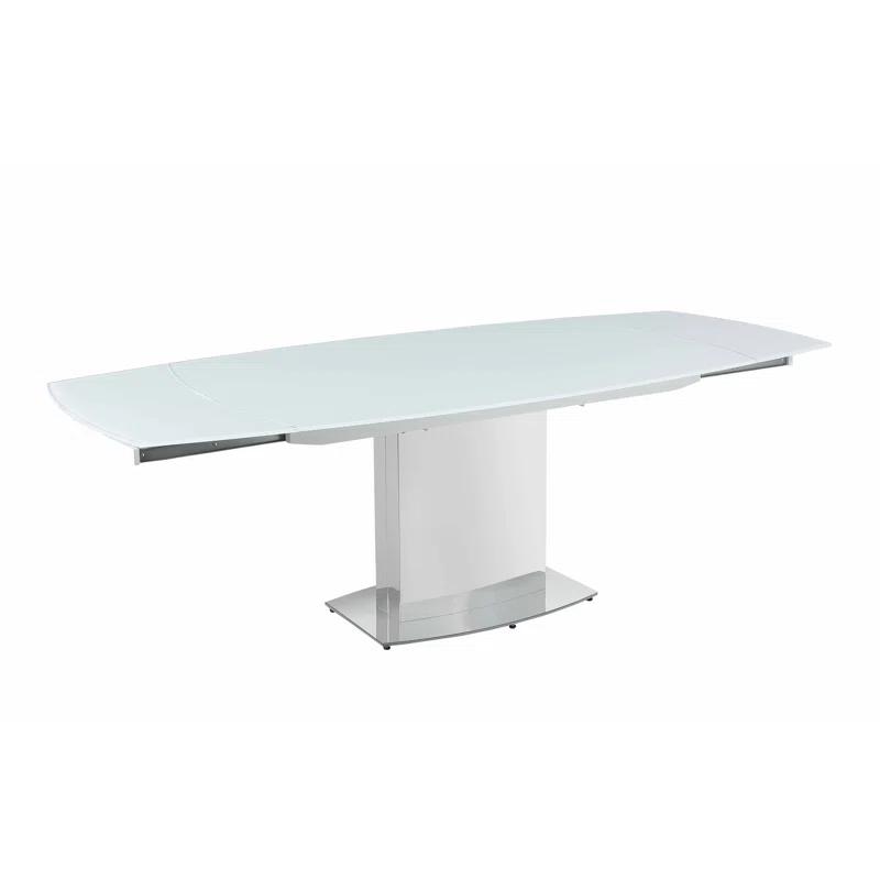 Chintaly Imports Contemporary Extendable White Glass Dining Table