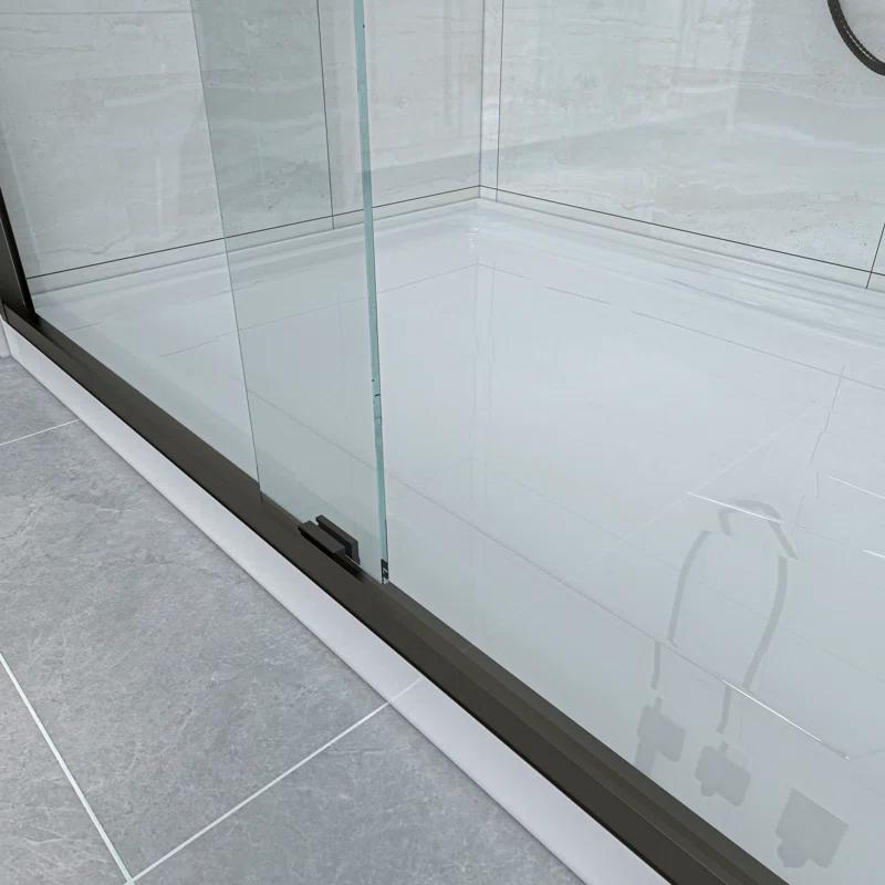 Waterpar WP1186072ORB 56''-60'' W x 72'' H Door Semi-Frameless Shower Door with Two Handles and Clear Glass