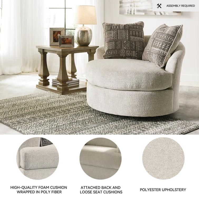 Ebern Designs Maravilla Upholstered Swivel Barrel Chair