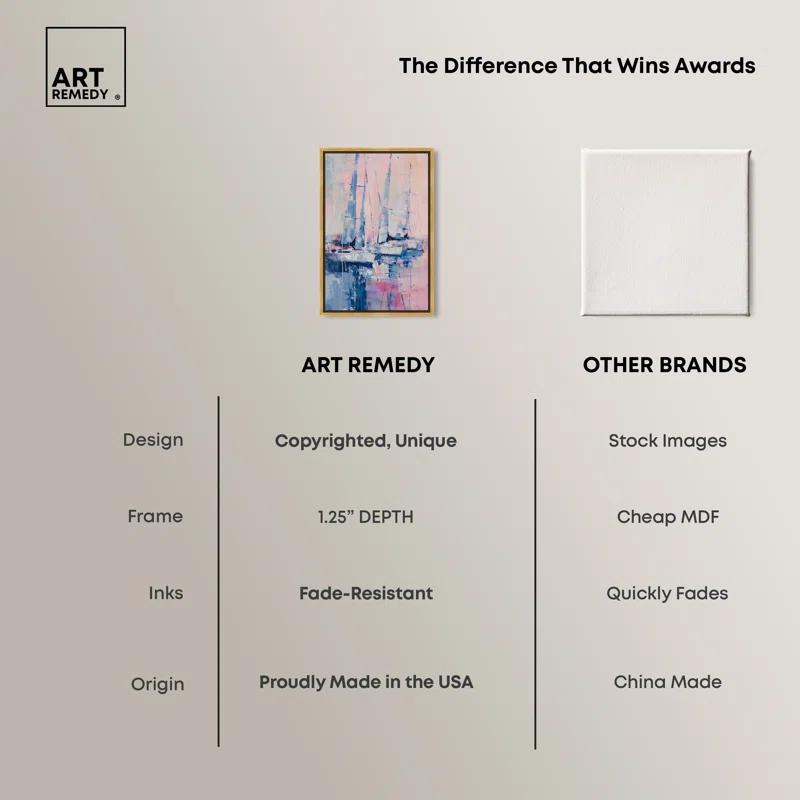 Art Remedy Art Remedy Pastel Sea Breeze Framed Sailing 1 Piece Canvas Wall Art 57710