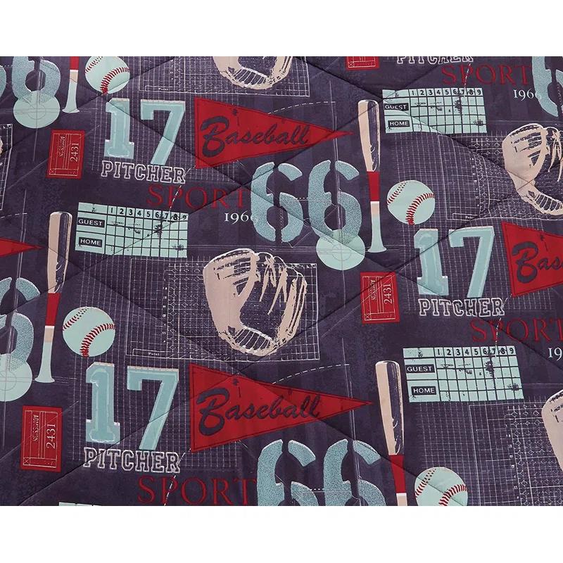 Chezmoi Collection Kids/Teens Baseball Sports Microfiber Comforter Set with Fitted Sheet