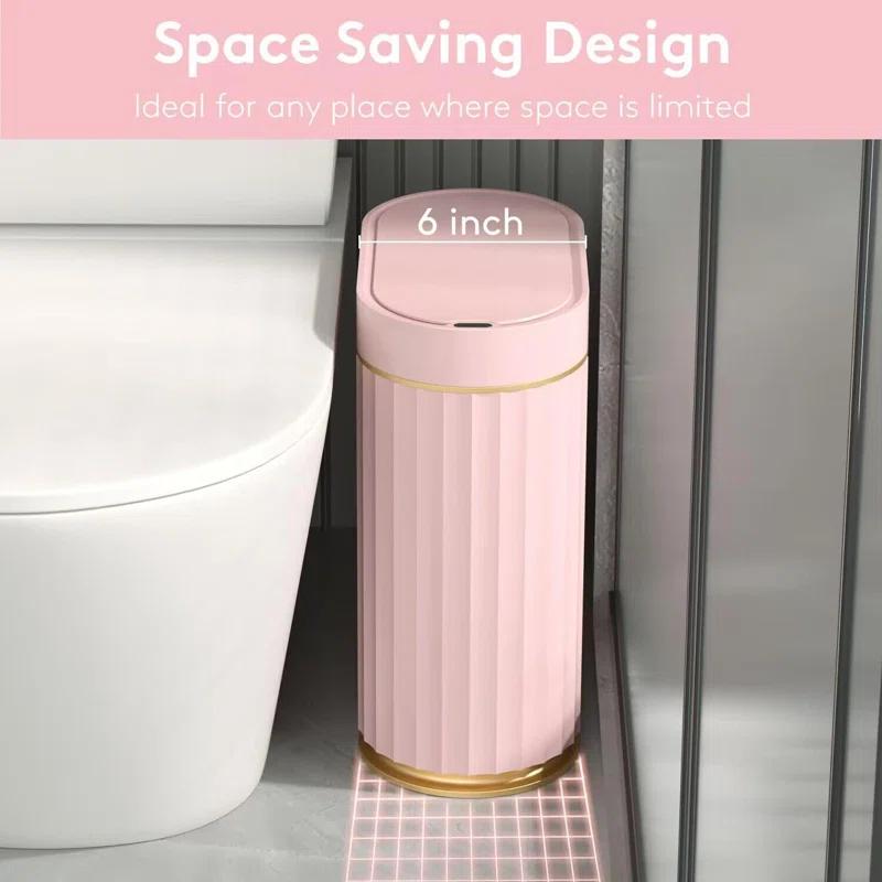 Fashion Finesse Bathroom Trash Can With Lid -  2 Gallon Sensor Trash Bin, Automatic Narrow Garbage Can, Waterproof Smart Trash Can, Slim Motion Sensor Waste Bins For Bathroom, Living Room, Office