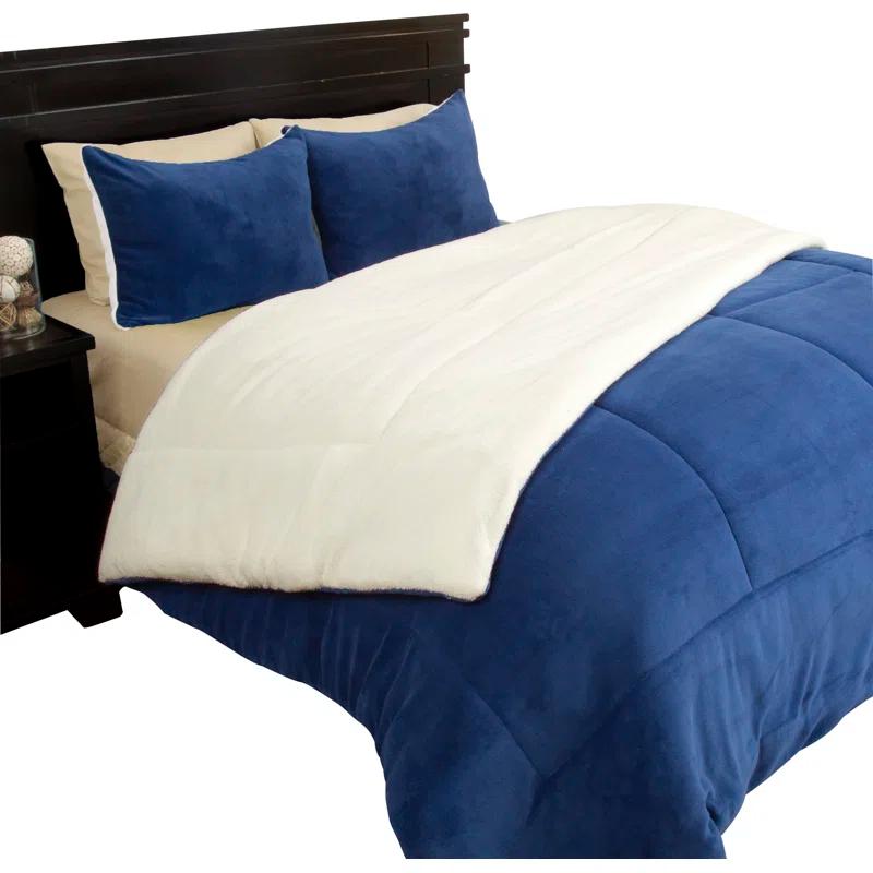 Lavish Home Sherpa Bedding Set - Fleece Bedspread with Pillow Shams Comforter Set - Warm, Cozy Bedding