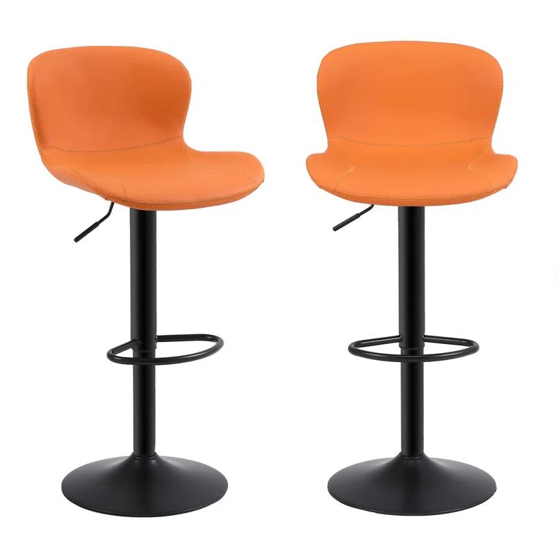 Illyas Swivel Upholstered Adjustable Height Counter Stool with Metal Frame