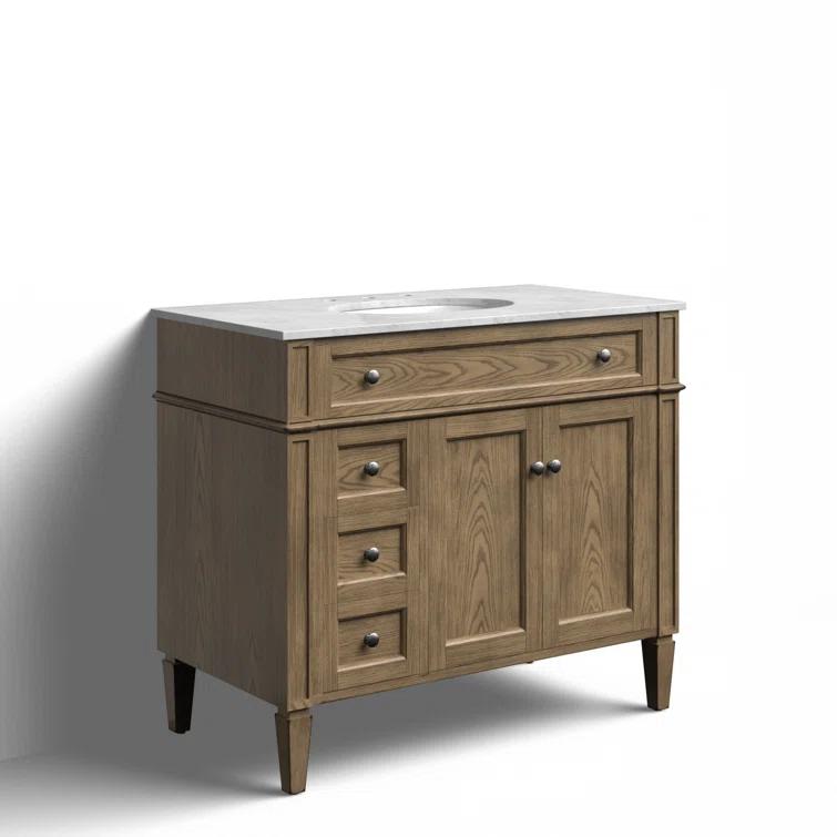 Rivers 40" Free-Standing Single Bathroom Vanity Set with Marble Vanity Top