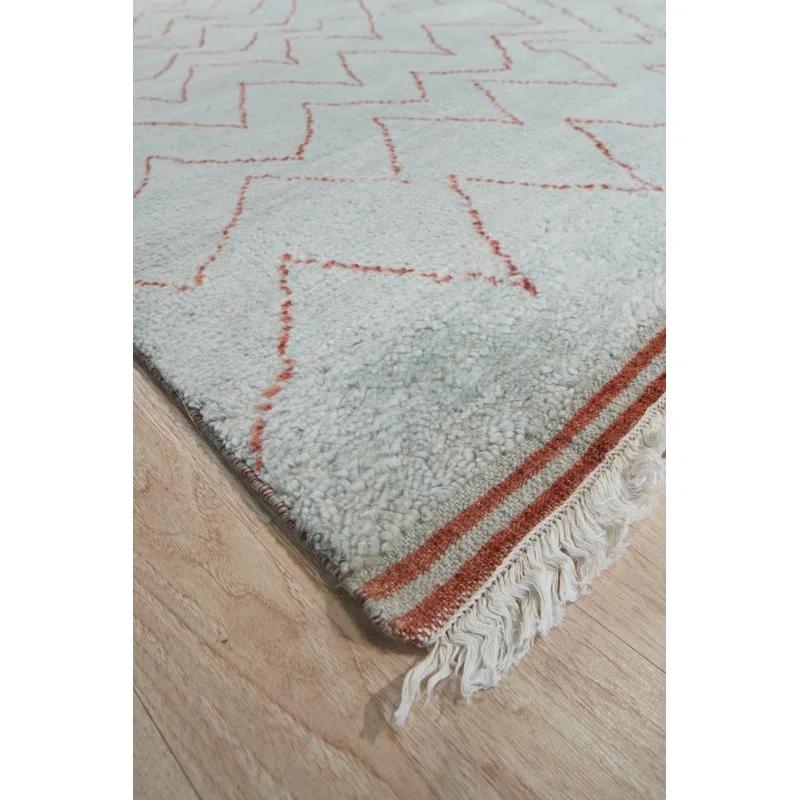 EORC Isla Moroccan Blue Hand Knotted Wool Rug