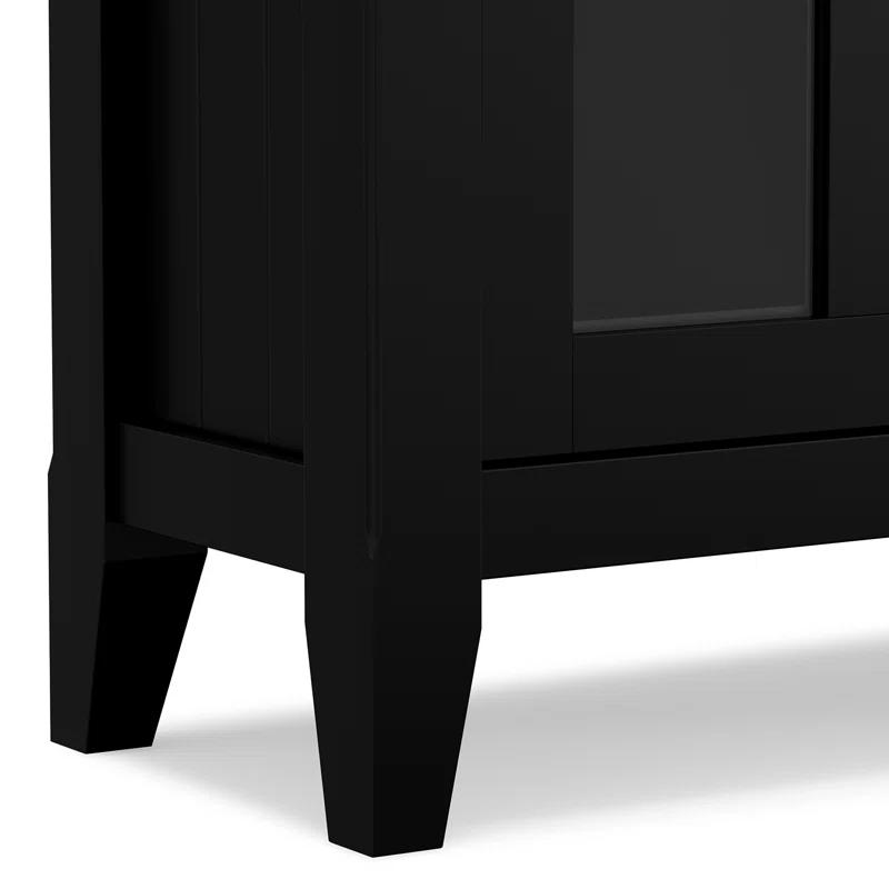 Simpli Home Acadian 36"W Solid Wood 2-Shelf Entryway Storage Cabinet with Glass Doors and 2 Drawers