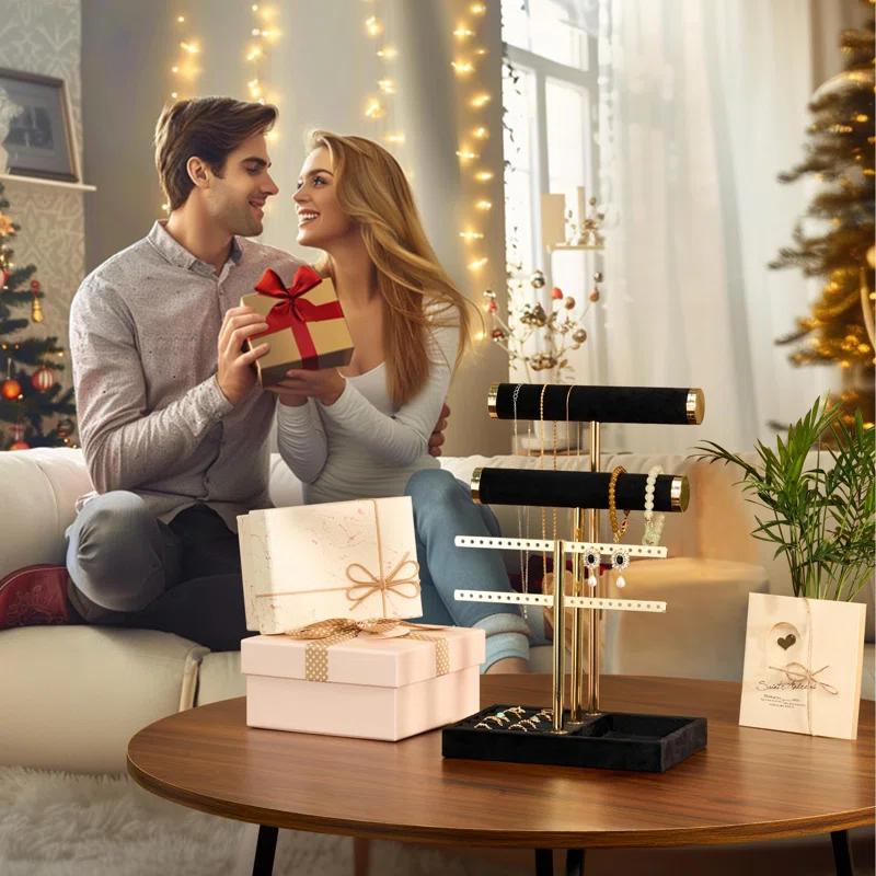 Mercer41 3-Tier Detachable T-Shaped Velvet Bracelet Rack For Bracelets, Necklaces