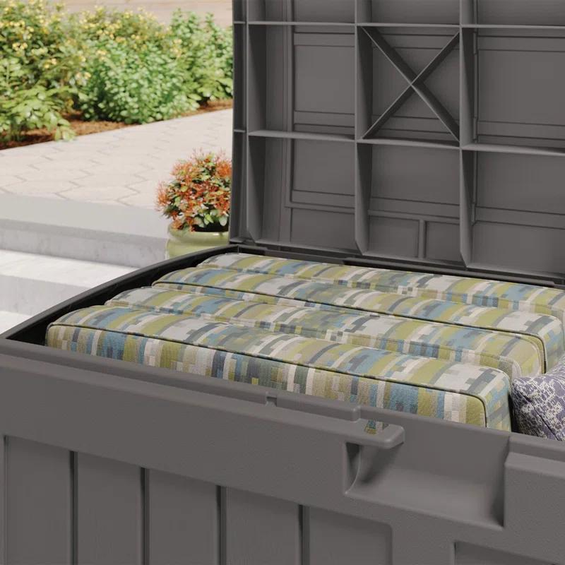 Suncast Suncast 50 Gallon Plastic Deck Box with Molded Lockable Feature for Home, Gray