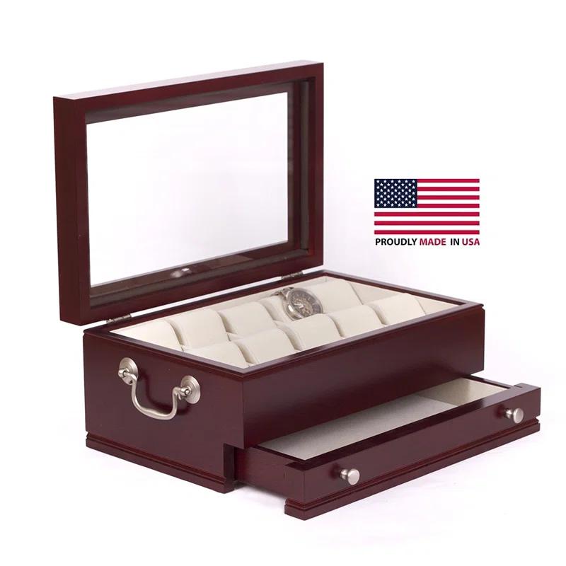 American Chest Wood Watch Box + Drawers