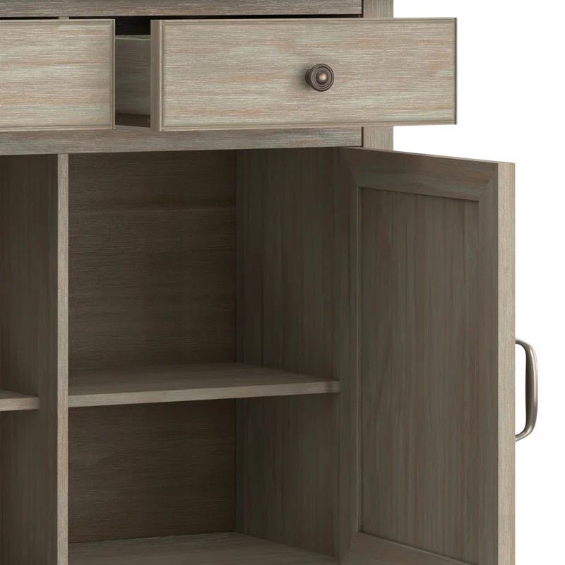 Simpli Home Connaught 40"W Solid Wood 2-Shelf Entryway Storage Cabinet with 2 Storage Drawers