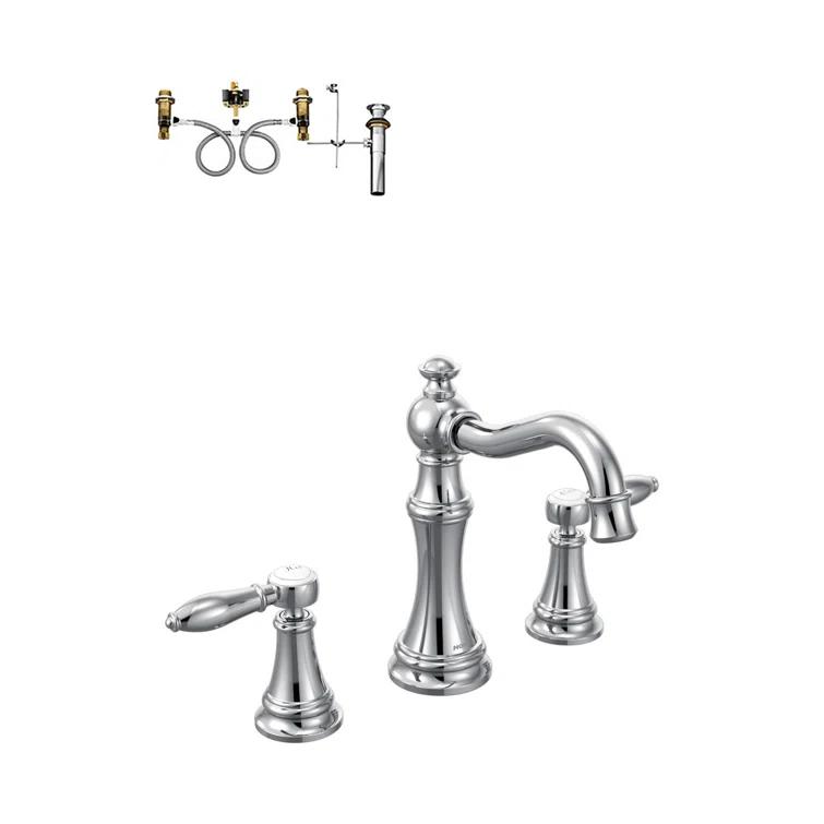 Moen Moen Weymouth Two-Handle Widespread Bathroom Faucet Trim Kit, Valve Required TS42108