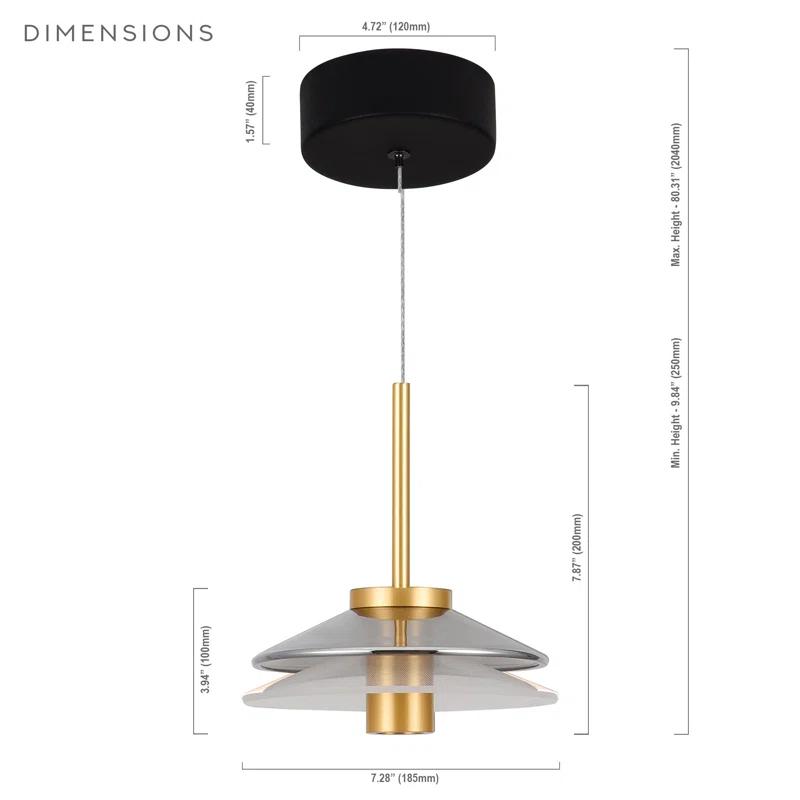 Verona 7-in 100-277V 1-Light ETL Certified Integrated LED Height Adjustable Cone Pendant Lighting