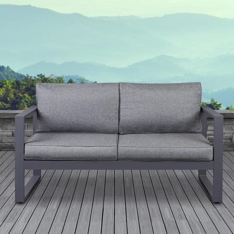 Real Flame BALTIC 55" Metal Outdoor Loveseat With Cushions by Real Flame