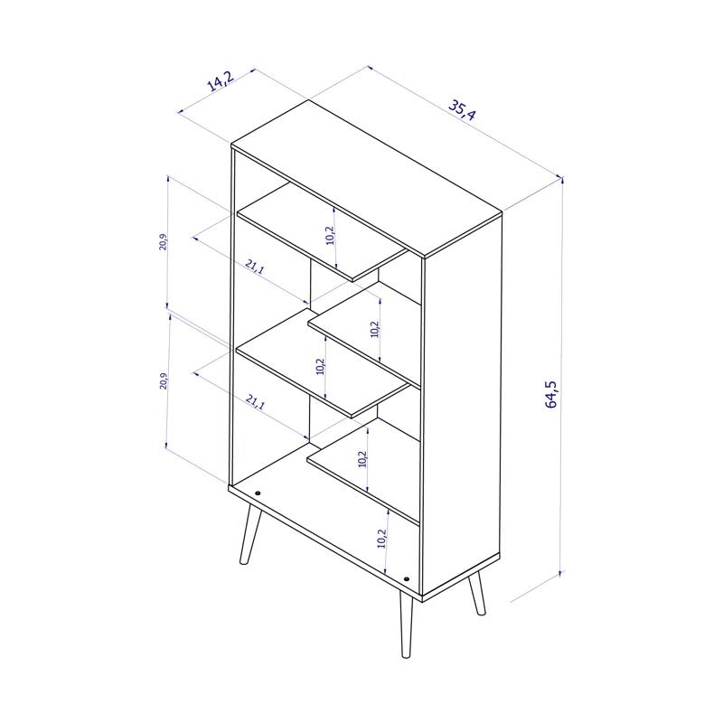 Boahaus LLC Boahaus Lund Bookcase, Wood Legs, Modern Style, 05 Shelves, Ideal for Any Place Home