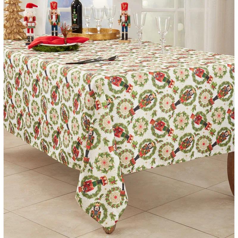 Saro Rectangular_Holiday Tablecloth With Nutcracker Design