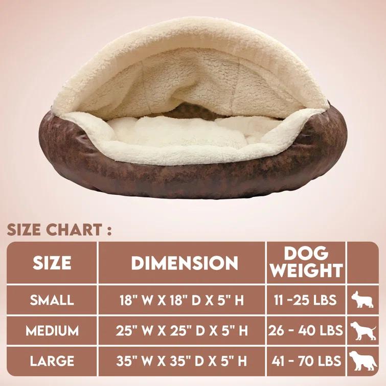 Tucker Murphy Pet™ Iowa Vegan Leather Deep Dish Cave Pet Hooded Dog Bed