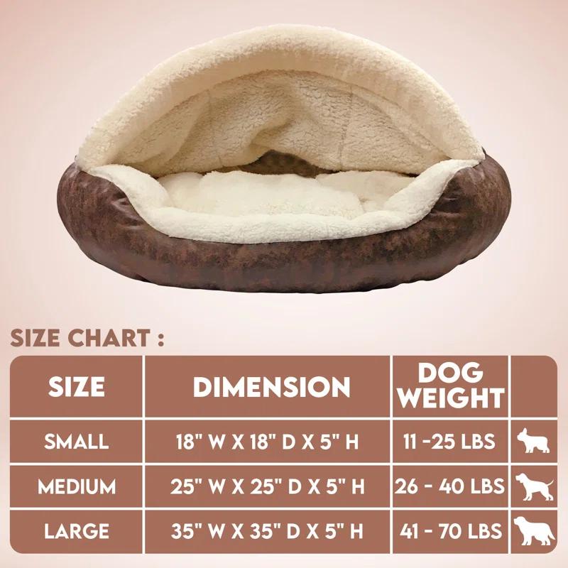 Tucker Murphy Pet™ Iowa Vegan Leather Deep Dish Cave Pet Hooded Dog Bed