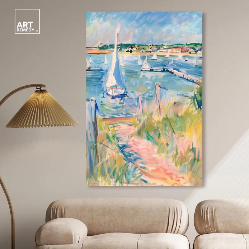 Art Remedy Sail Boasts Outside Canvas Vibrant Coastal Wall Art by Art Remedy