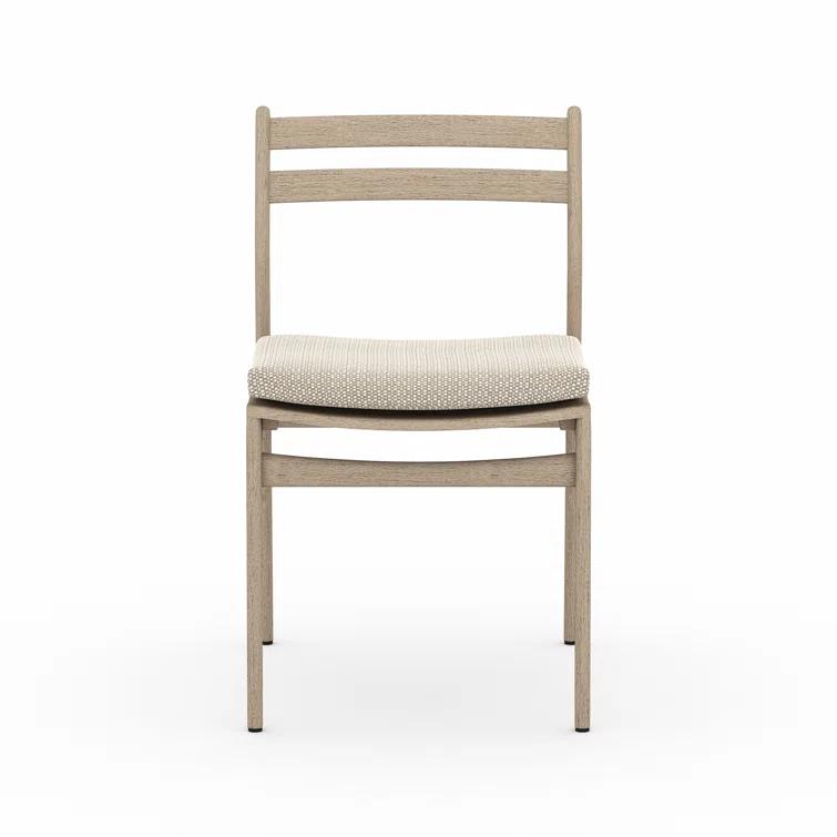 Contemporary Charcoal Teak Side Chair with UV-Resistant Cushion